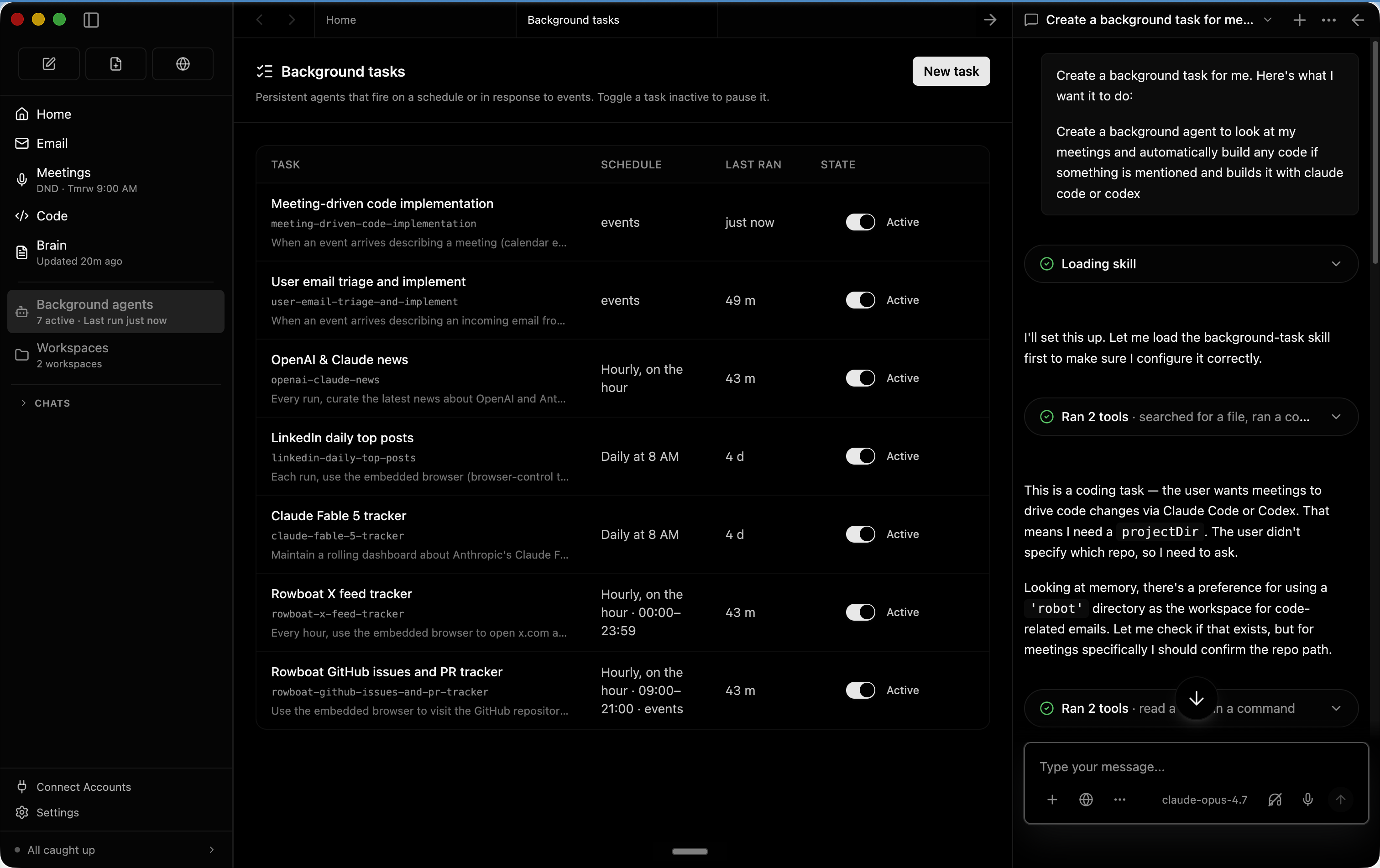 Background agents screenshot