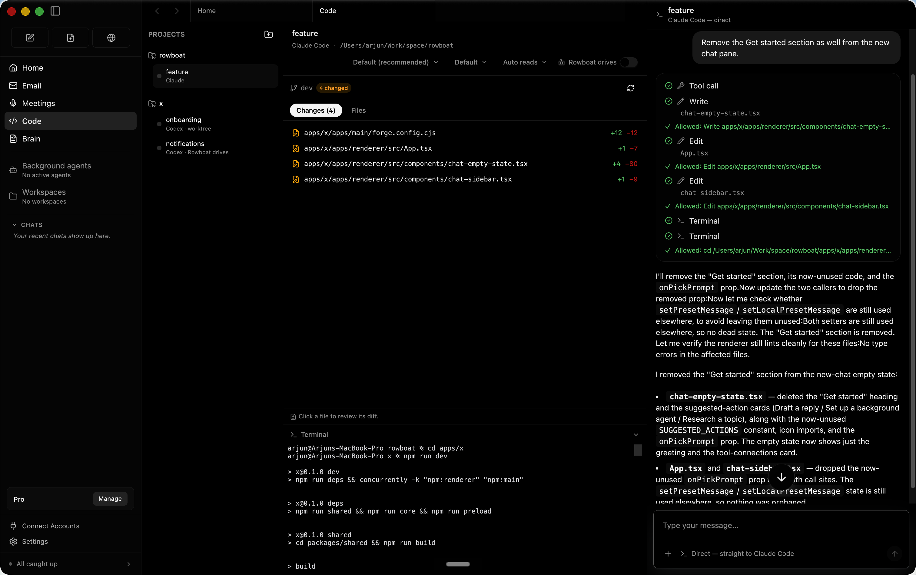 Code mode screenshot
