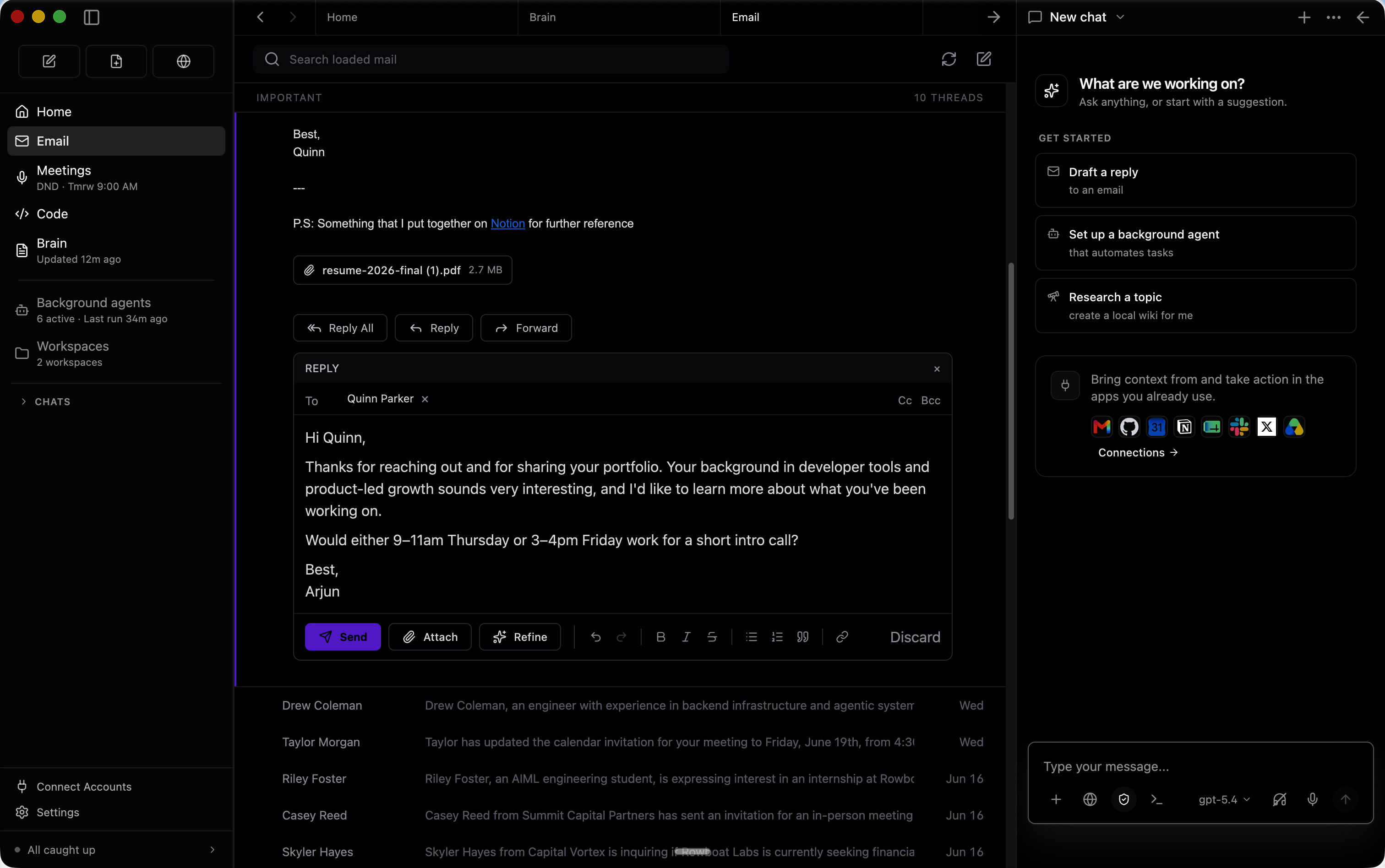 Email screenshot